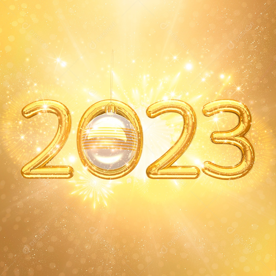 Elemento 3D Ano Novo 2023 Para Composição PSD