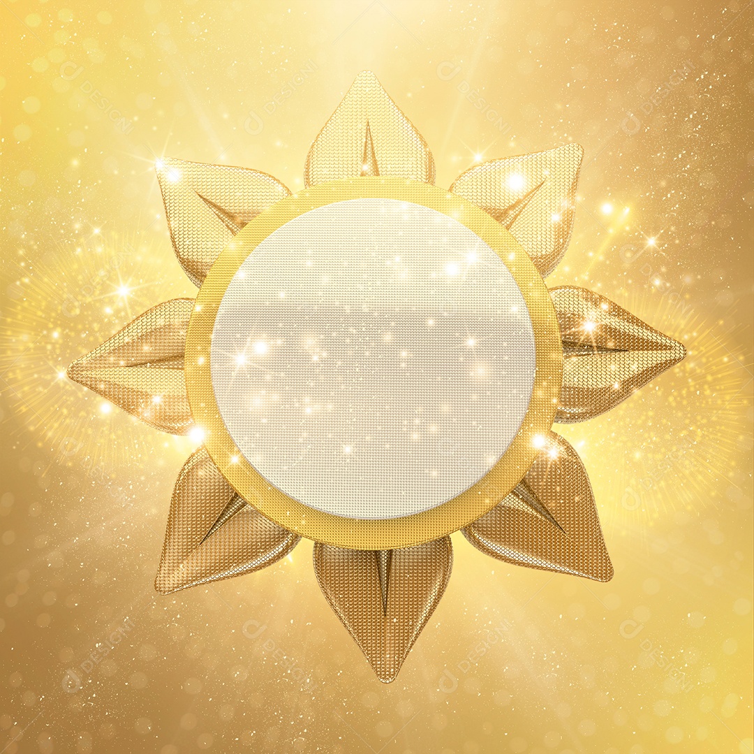 Elemento 3D Para Composição Flor Dourada PSD