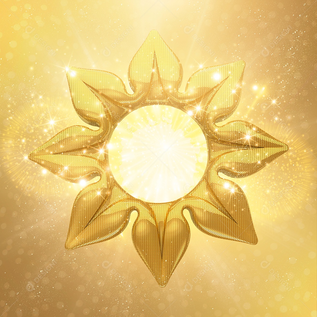 Elemento 3D Para Composição Flor Dourada PSD