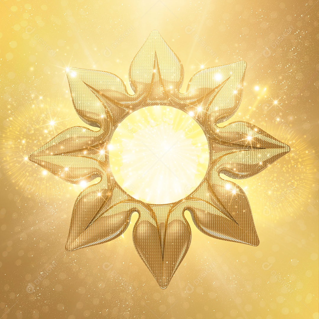 3D Element For Golden Flower Composition PSD