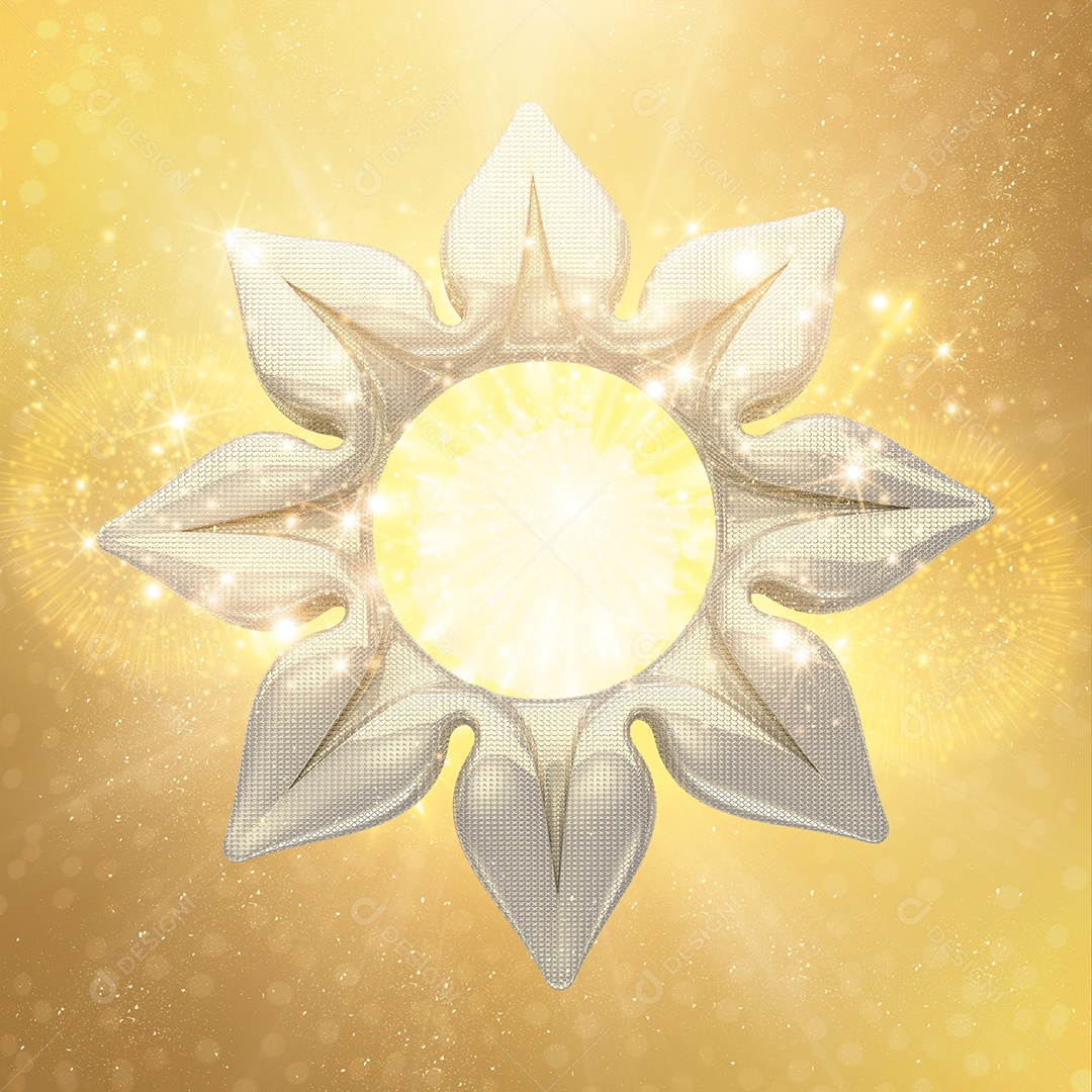 Elemento 3D Para Composição Flor Prata PSD