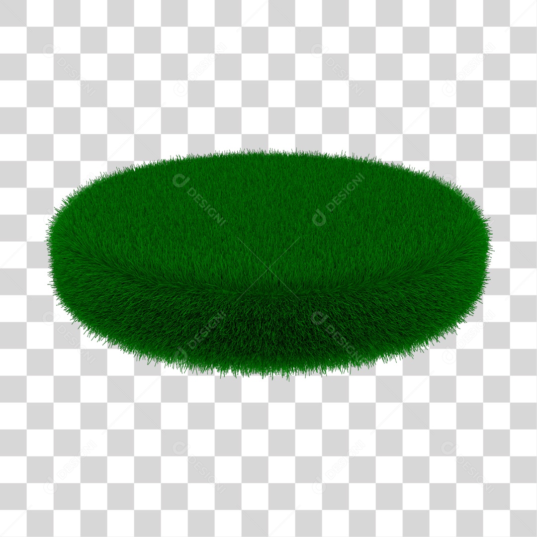 Base de Grama Redonda Verde Elemento 3D para Composição PNG Transparente