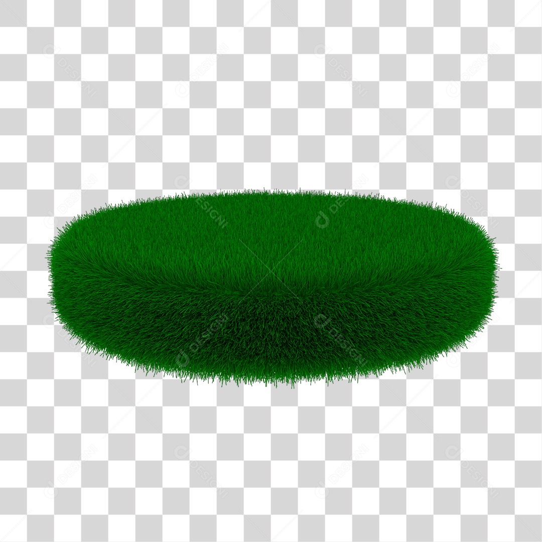 Base de Grama Redonda Verde Elemento 3D para Composição PNG Transparente