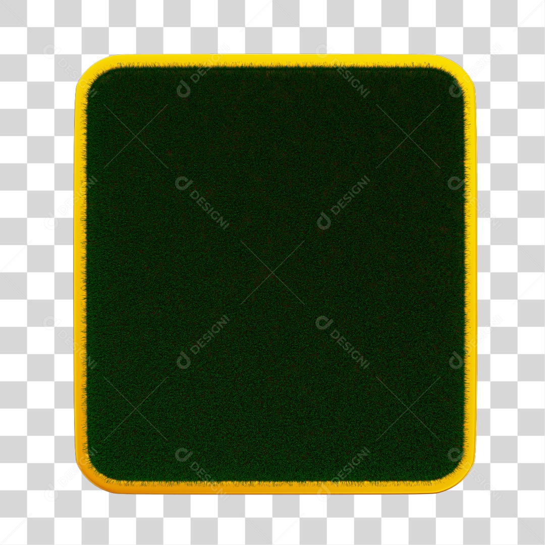 Caixa de Texto Verde Textura de Grama com Borda Amarela Elemento 3D PNG Transparente