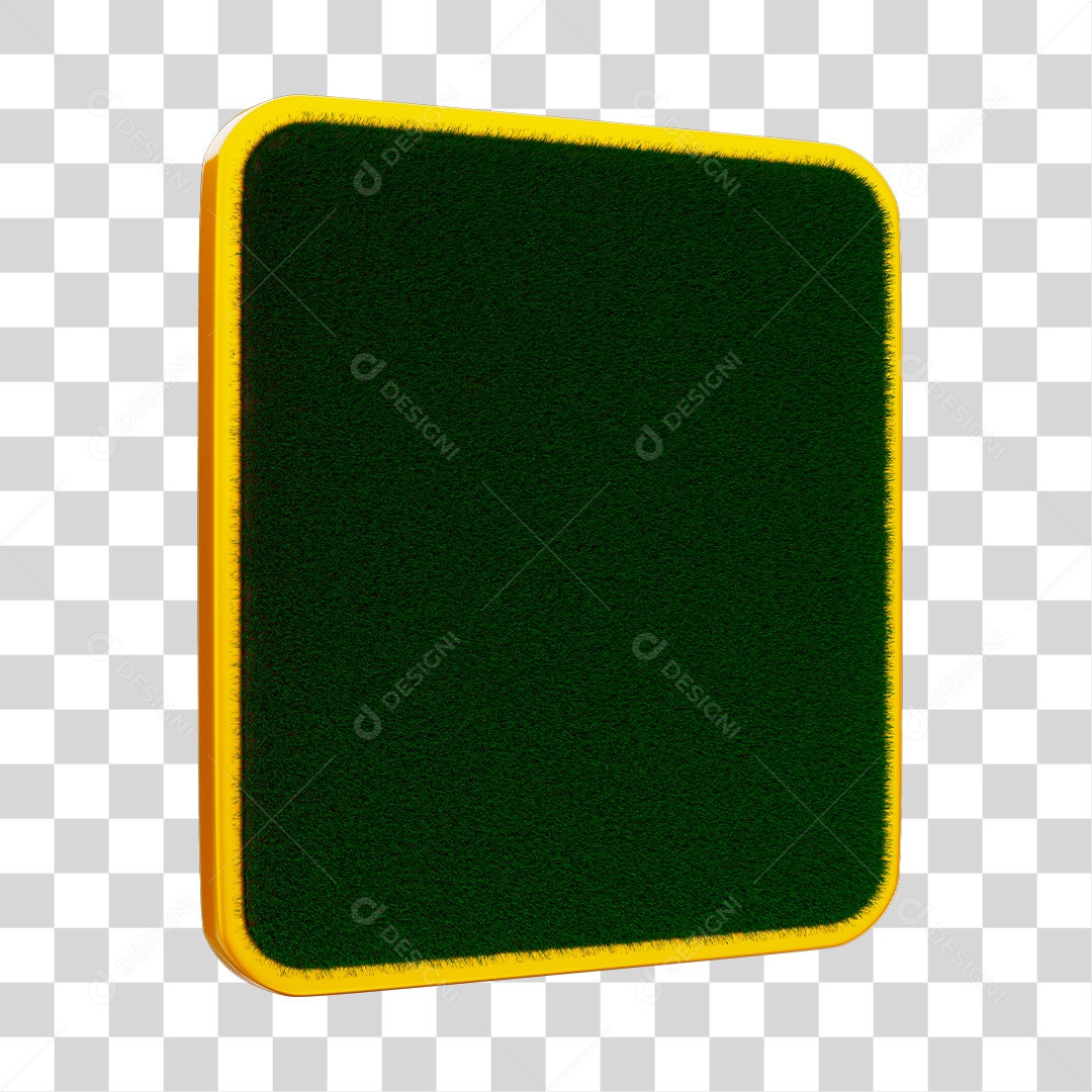 Caixa de Texto Verde Textura de Grama com Borda Amarela Elemento 3D PNG Transparente