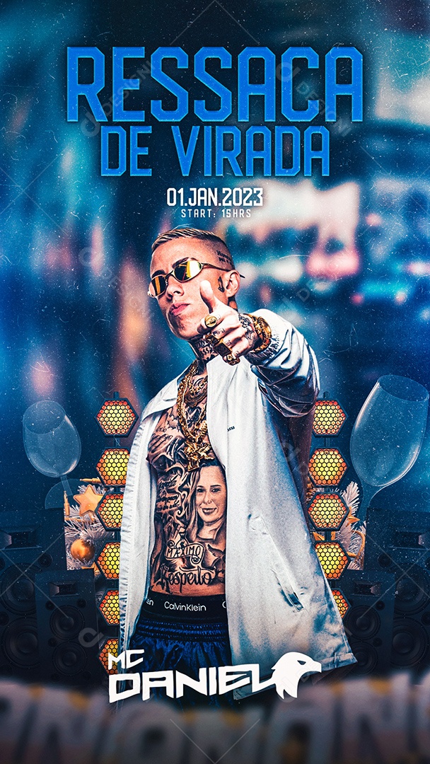 Flyer Ressaca da Virada MC Daniel Story Social Media PSD Editável