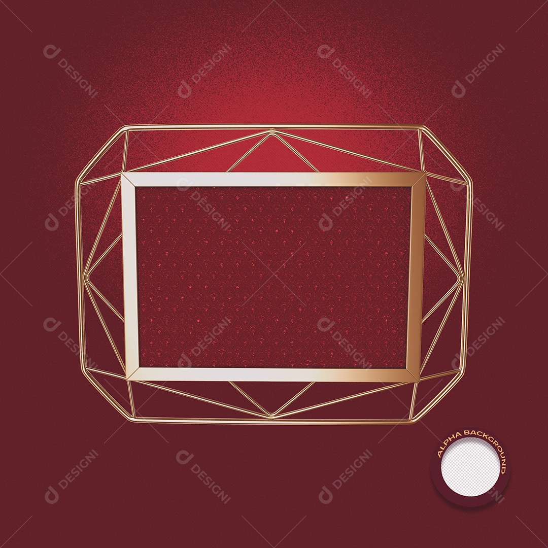 Elemento 3D Quadro Dourado de Natal Para Composição PSD