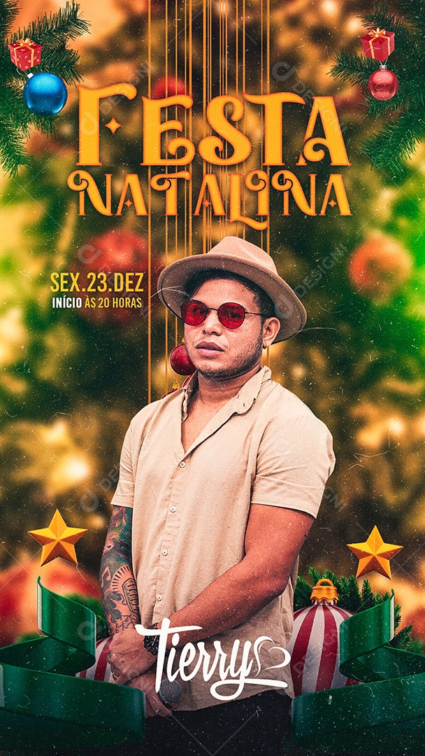 Flyer Festa Natalina Cantor Tierry Story Social Media PSD Editável