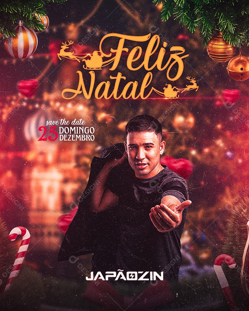 Flyer Feliz Natal Japãozin Social Media PSD Editável