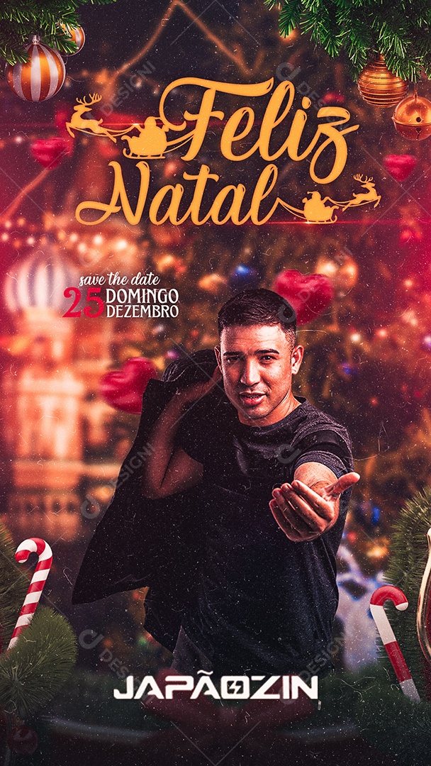 Flyer Feliz Natal Japãozin Story Social Media PSD Editável