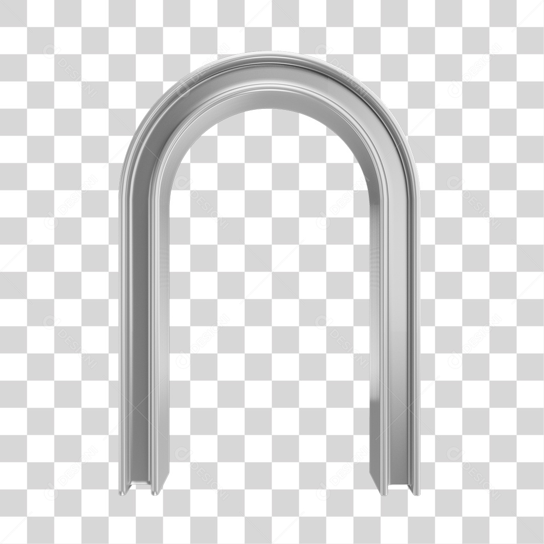 Arco Cinza Elemento 3D para Composição PNG Transparente