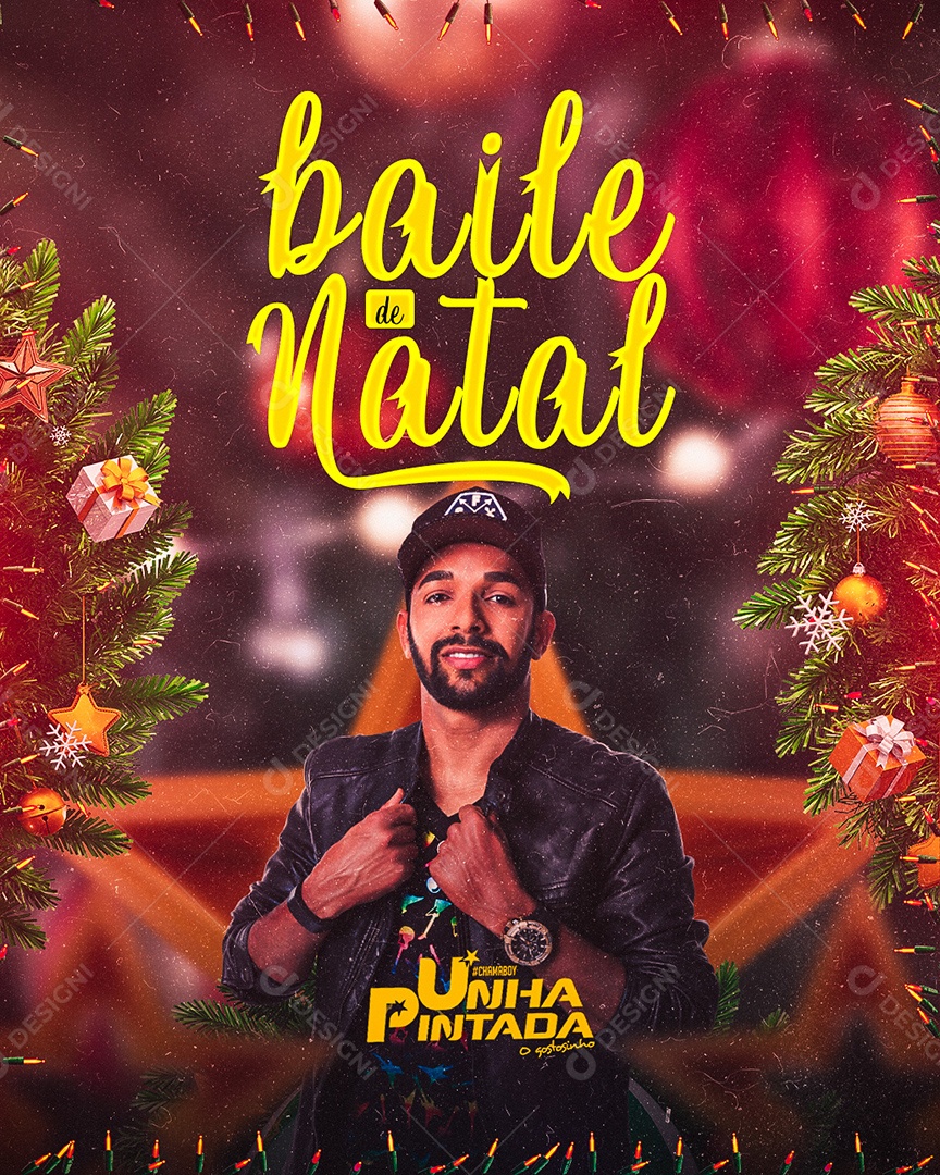 Flyer Baile de Natal Unha Pintada Social Media PSD Editável