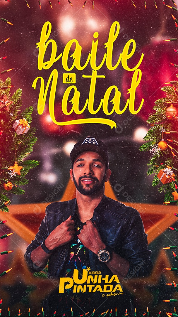 Flyer Baile de Natal Unha Pintada Story Social Media PSD Editável