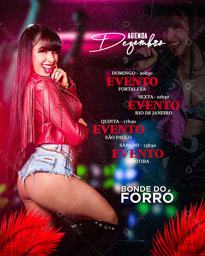 Flyer Agenda de Dezembro Bonde do Forró Social Media PSD Editável
