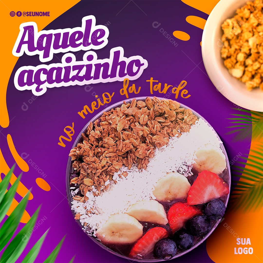 Post Açaí Aquele Açaízinho Social Media PSD Editável