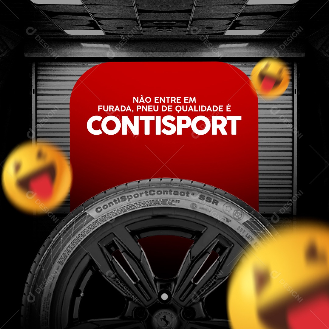 Pneu de Qualidade é Contisport Oficina Mecânica Social Media PSD Editável