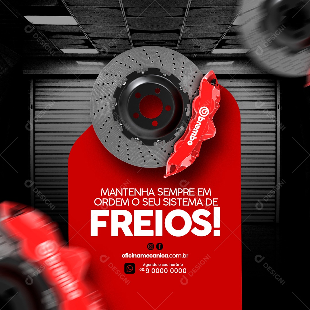 Mantenha Sempre em Ordem Seu Sistema de Freios Oficina Mecânica Social Media PSD Editável