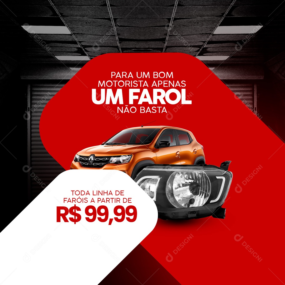 Para um Bom Motorista Apenas um Farol Oficina Mecânica Social Media PSD Editável