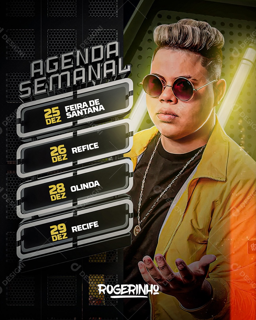 Flyer Agenda Semanal MC Rogerinho Story Social Media PSD Editável