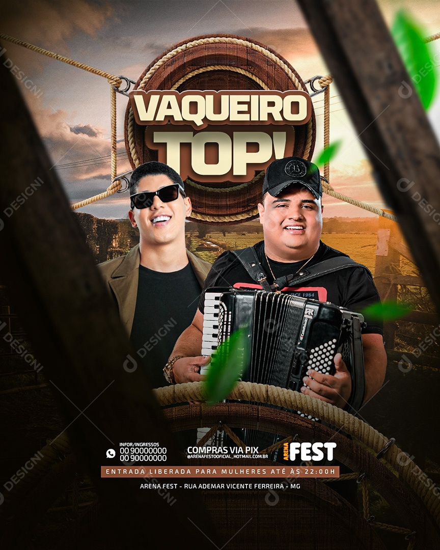 Flyer Show Zé Vaqueiro e Tarcísio do Acordeon Social Media PSD Editável