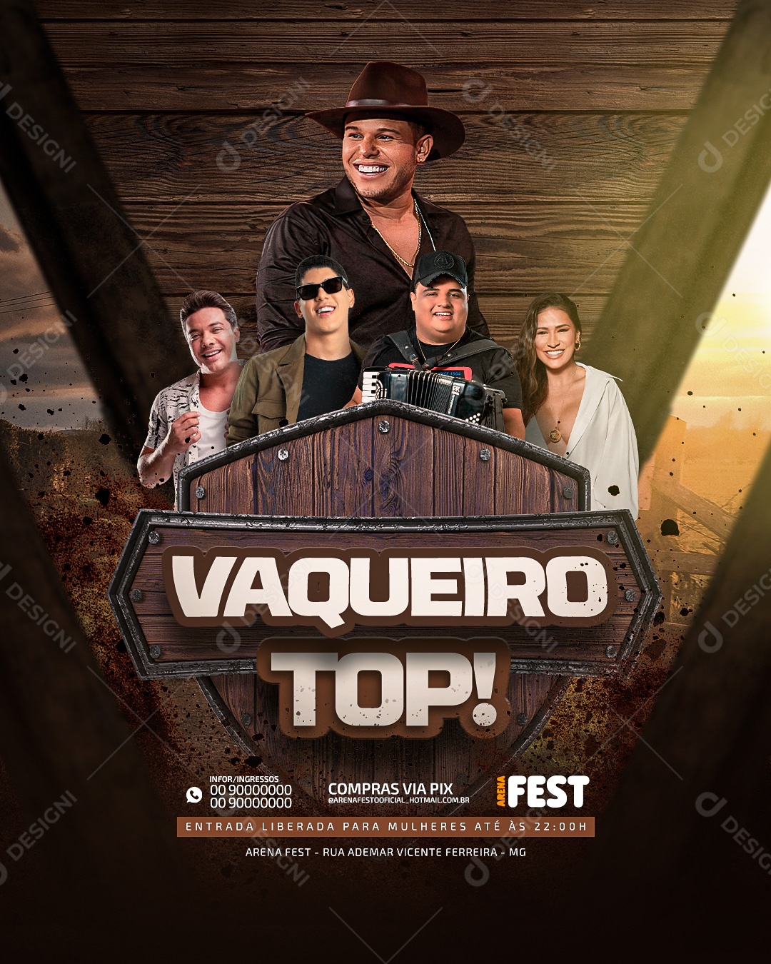 Flyer Show Vaqueiro Top Social Media PSD Editável