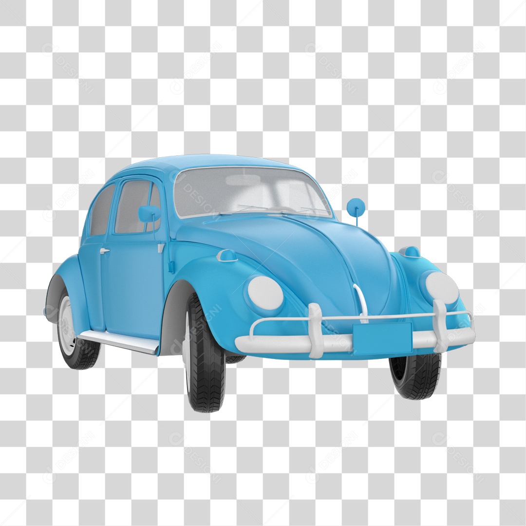Carro Azul Elemento 3D PNG Transparente
