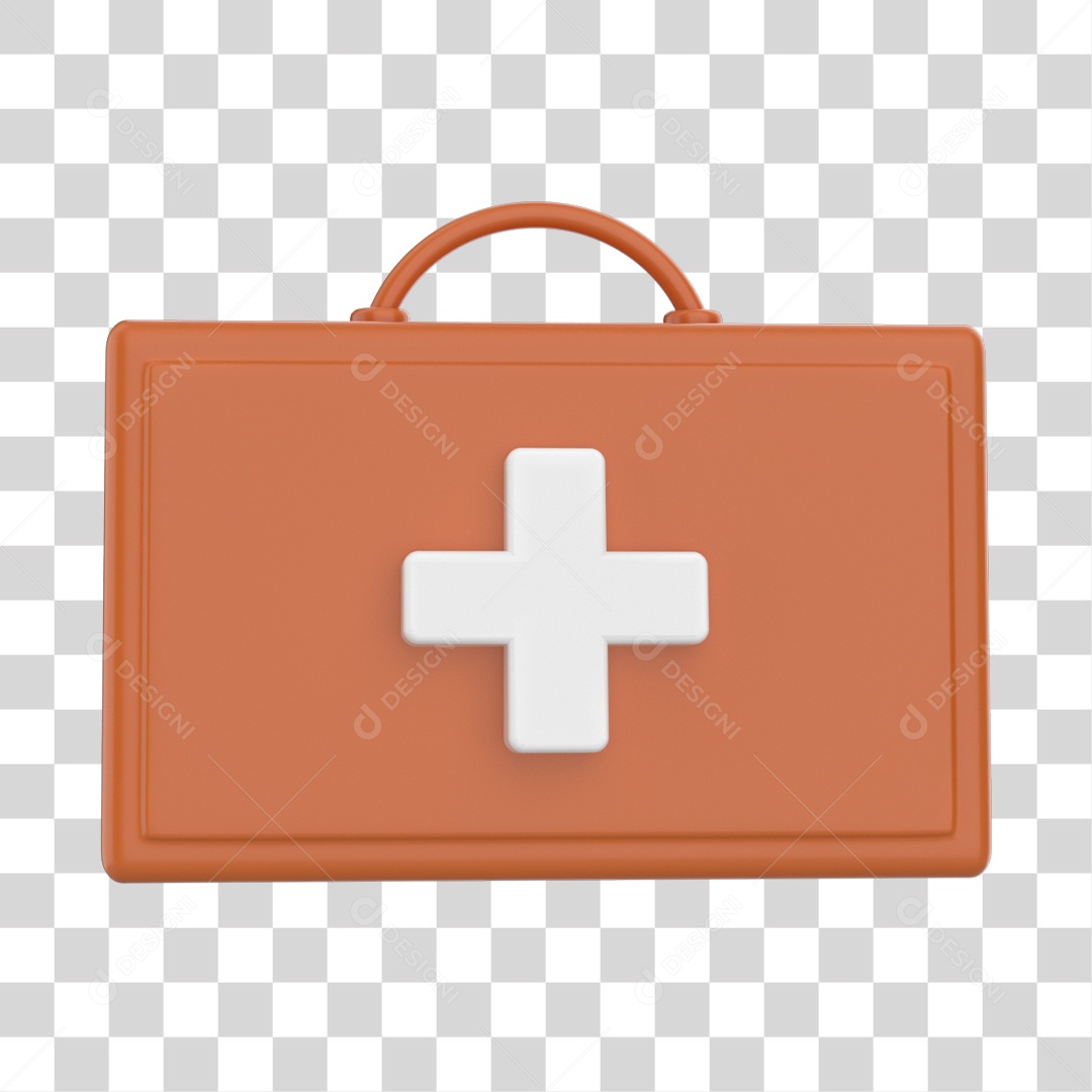 Maleta Laranja de Primeiros Socorros Elemento 3D PNG Transparente