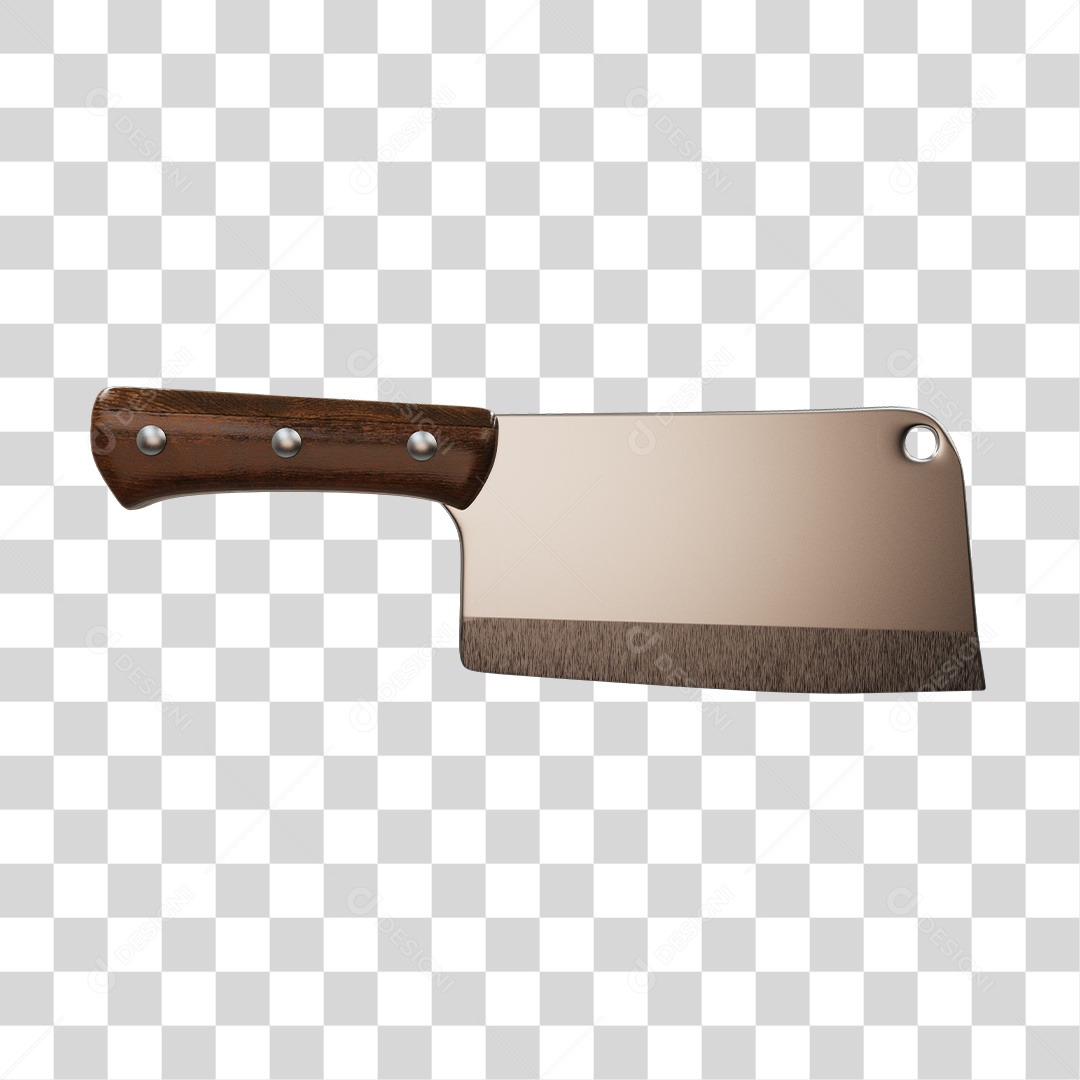 Cutelo de Corta Carne Elemento 3D PNG Transparente