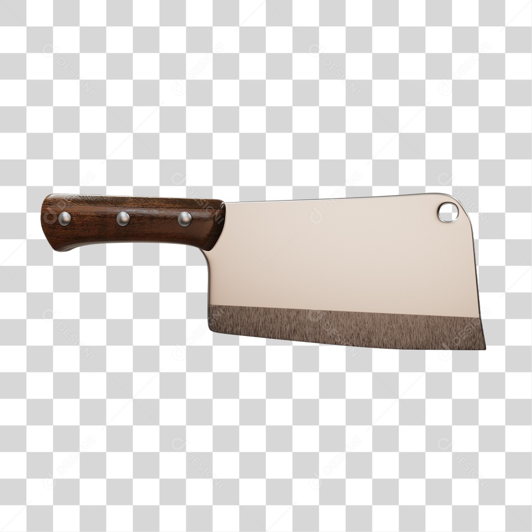 Cutelo de Corta Carne Elemento 3D PNG Transparente