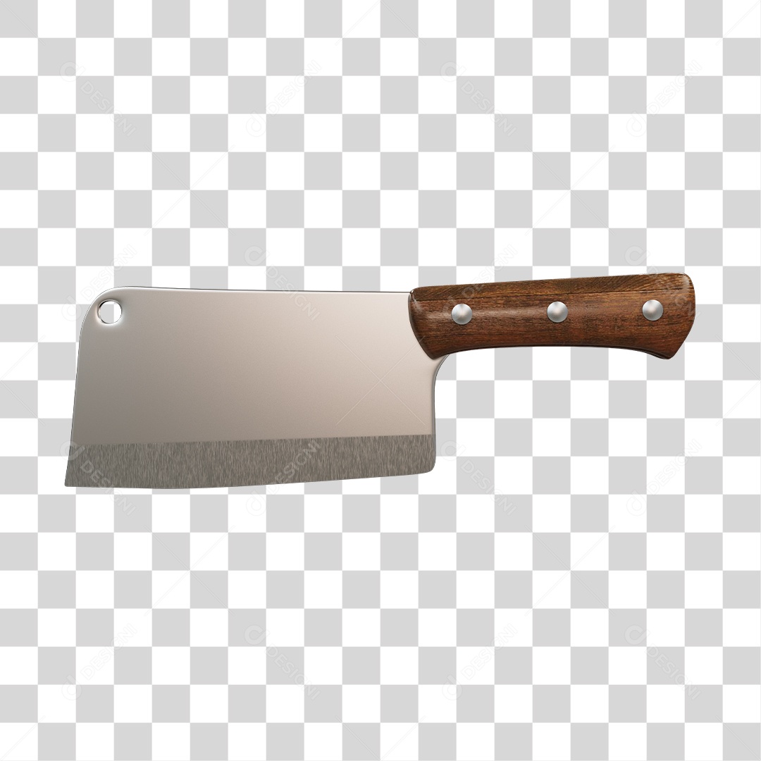 Cutelo de Corta Carne Elemento 3D PNG Transparente