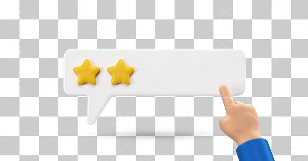Mão Avaliando 2 Estrela de Avaliação Elemento 3D Dourado e Branco PSD