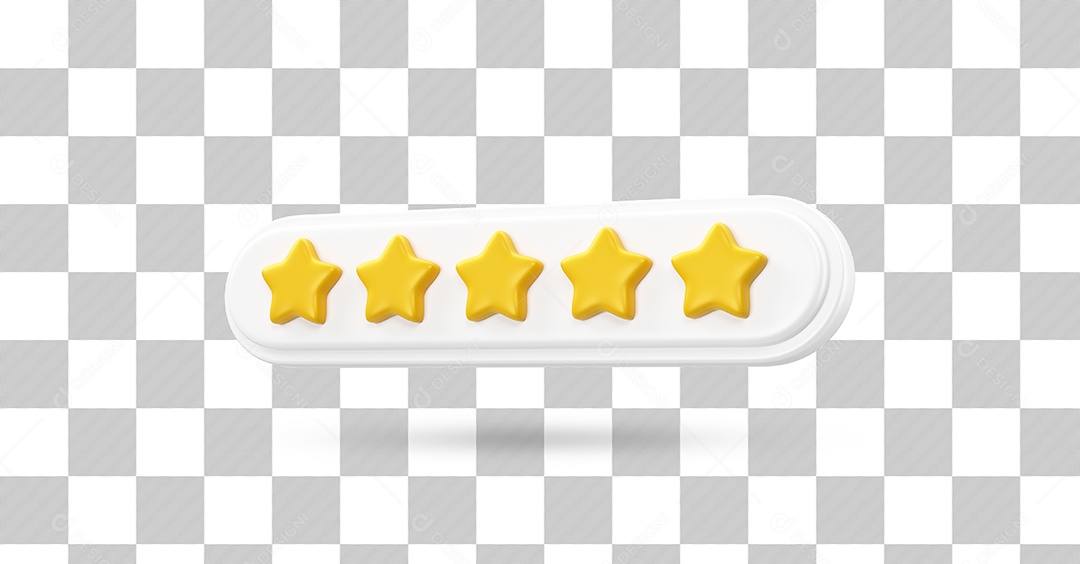 Estrelas de Avaliação Elemento 3D Dourado e Branco para Composição PSD