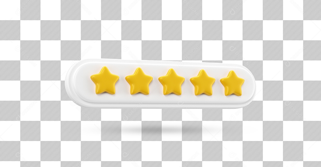 Estrelas de Avaliação Elemento 3D Dourado e Branco para Composição PSD