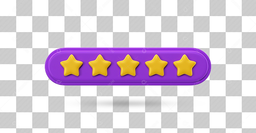 Estrelas de Avaliação Elemento 3D Dourado e Roxo para Composição PSD