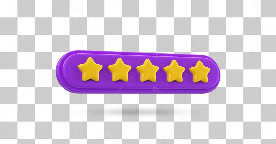 Estrelas de Avaliação Elemento 3D Dourado e Roxo para Composição PSD