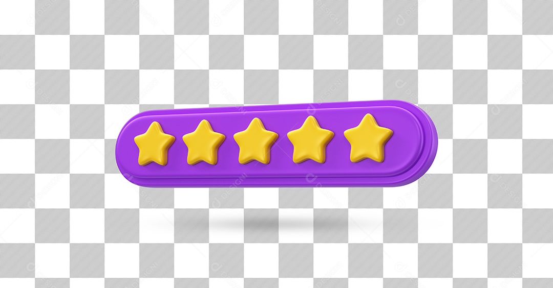 Estrelas de Avaliação Elemento 3D Dourado e Roxo para Composição PSD
