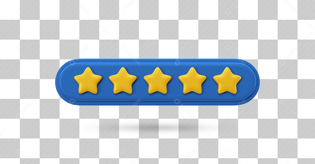 Estrelas de Avaliação Elemento 3D Dourado e Azul para Composição PSD