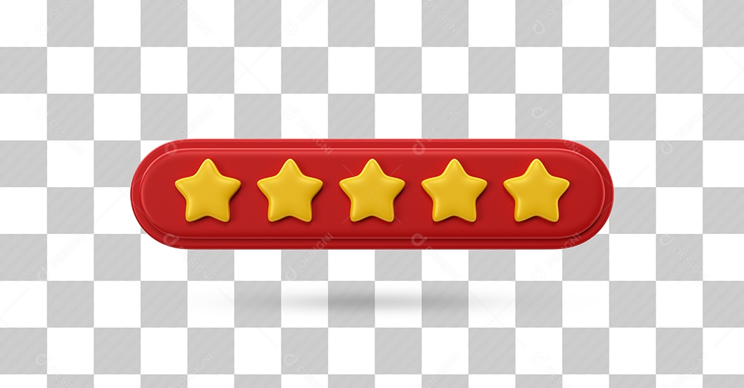 Estrelas de Avaliação Elemento 3D Dourado e Vermelho para Composição PSD