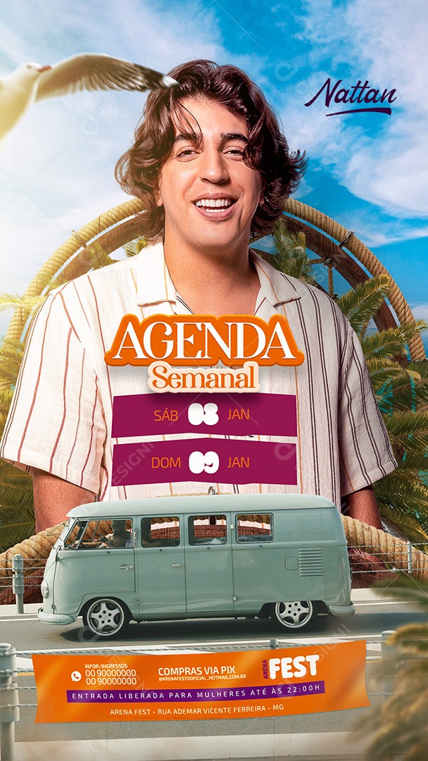 Flyer Show Agenda Semanal Nattan Story Social Media PSD Editável