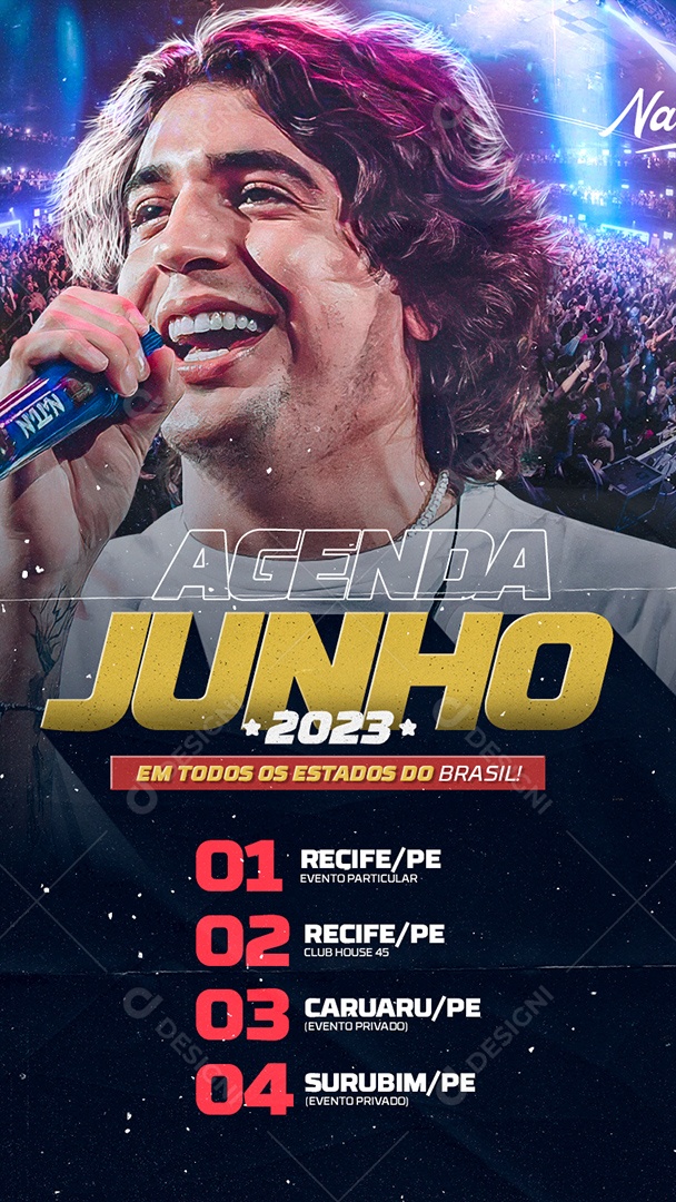 Flyer show Agenda Junho Nattan Story Social Media PSD Editável
