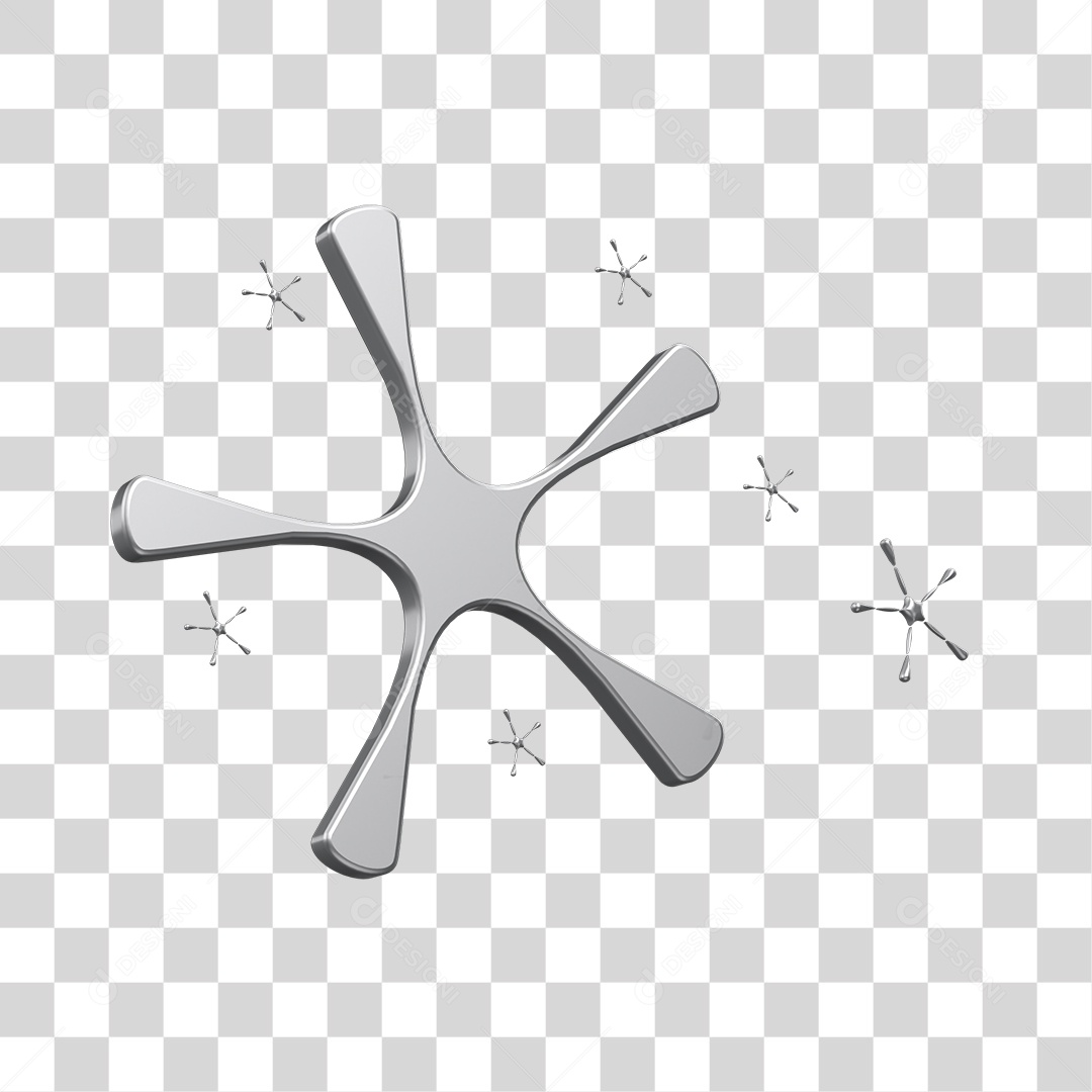 Estrela Cinza para Ano Novo Elemento 3D PNG Transparente