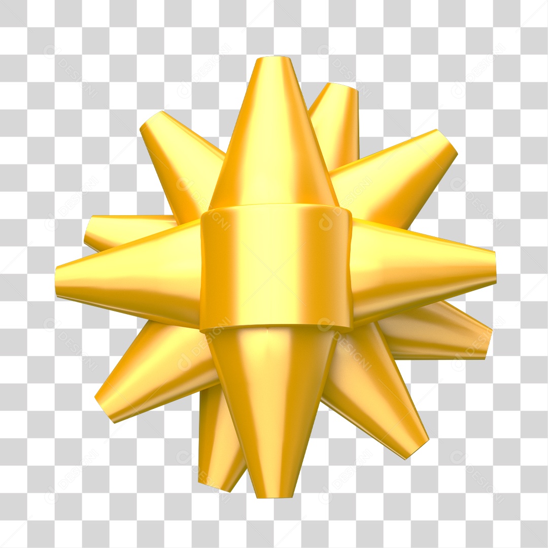 Estrela Dourada de Ano Novo Elemento 3D PNG Transparente