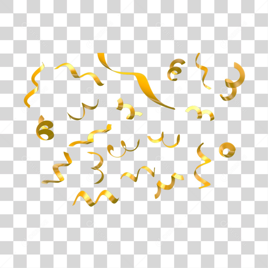 Confetes Dourados de Ano Novo Elemento 3D PNG Transparente