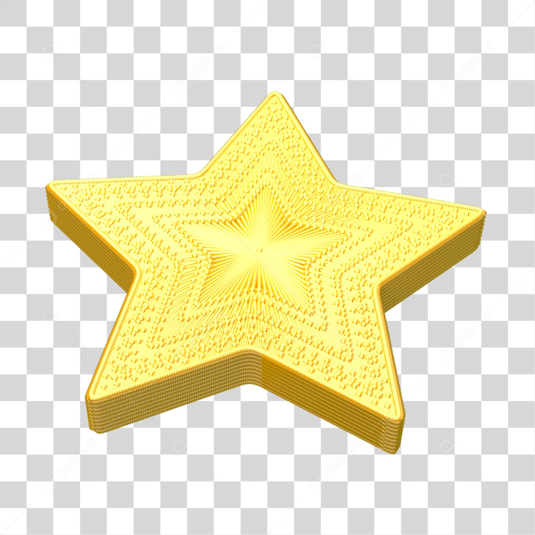 Estrela Dourada de Ano Novo Elemento 3D PNG Transparente