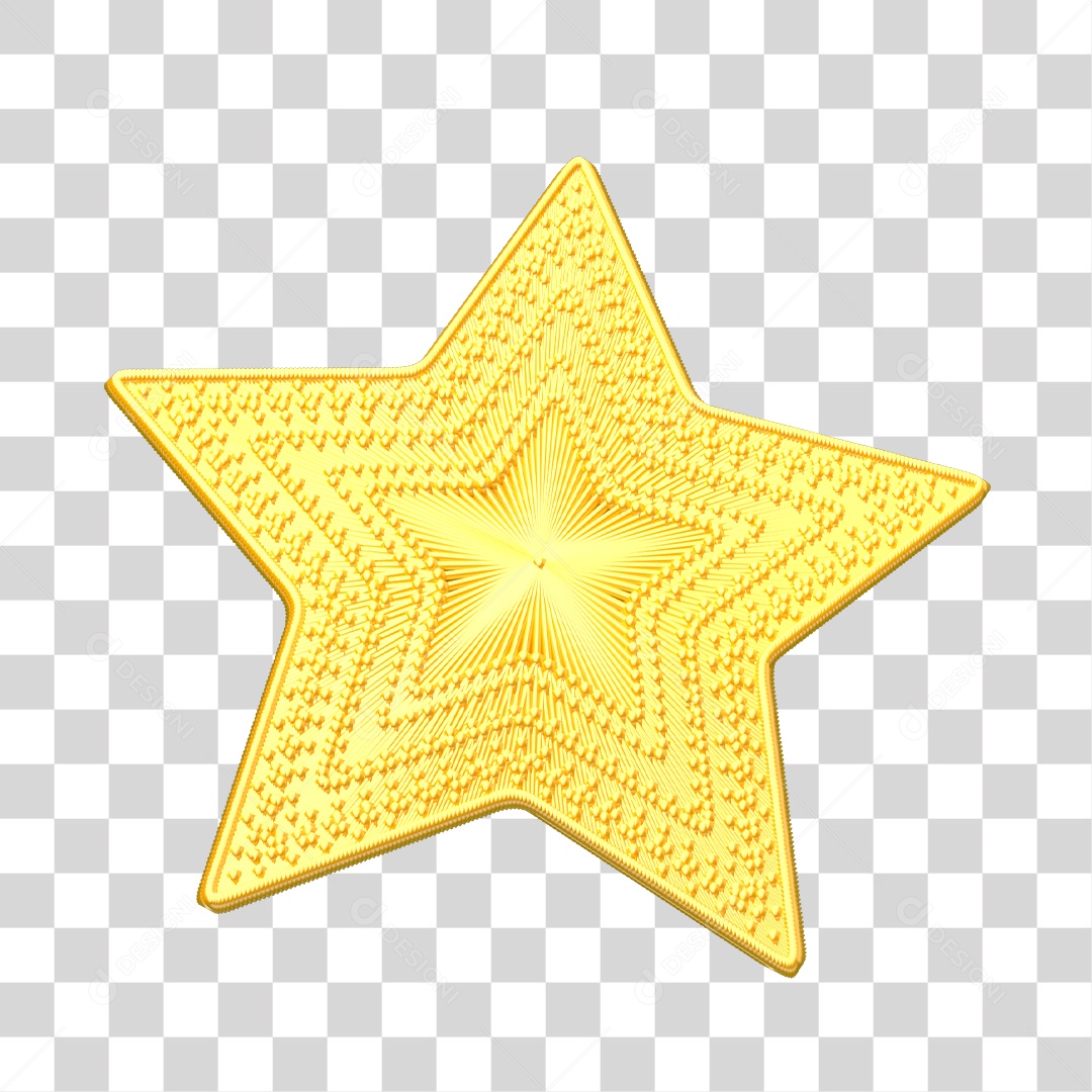 Estrela Dourada de Ano Novo Elemento 3D PNG Transparente