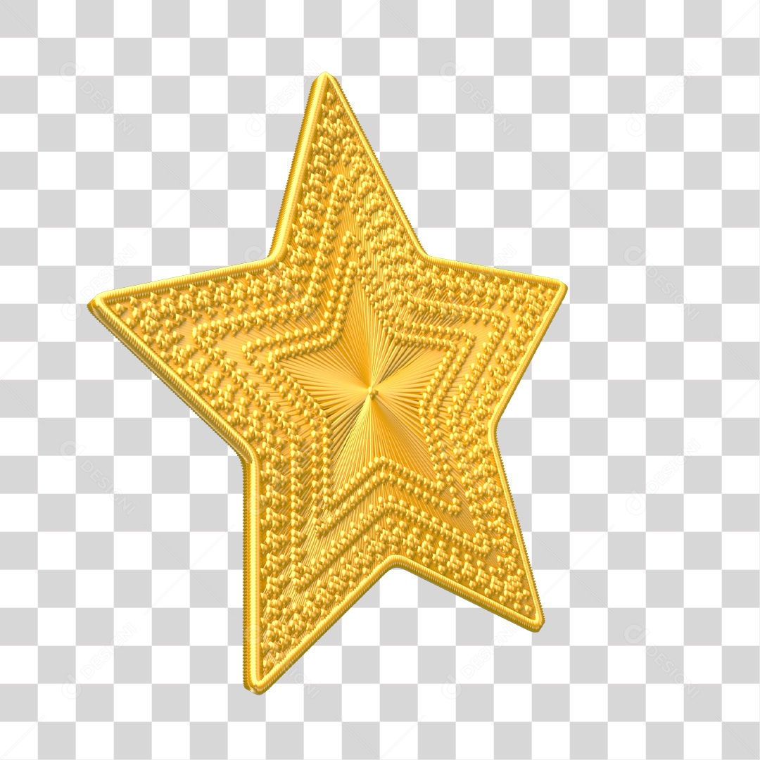 Estrela Dourada de Ano Novo Elemento 3D PNG Transparente