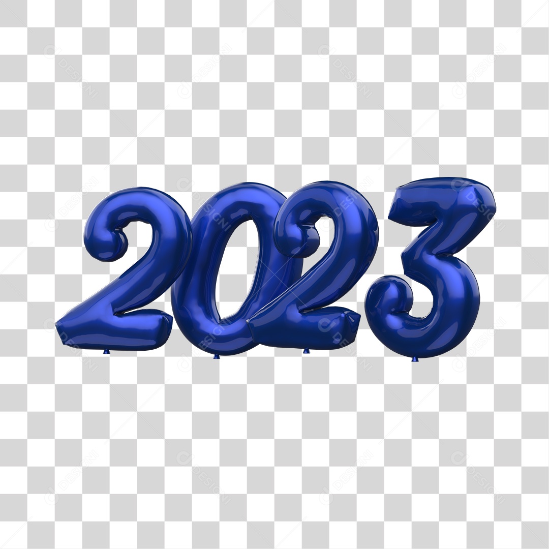 Número 2023 Azul Escuro de Ano Novo Elemento 3D PNG Transparente
