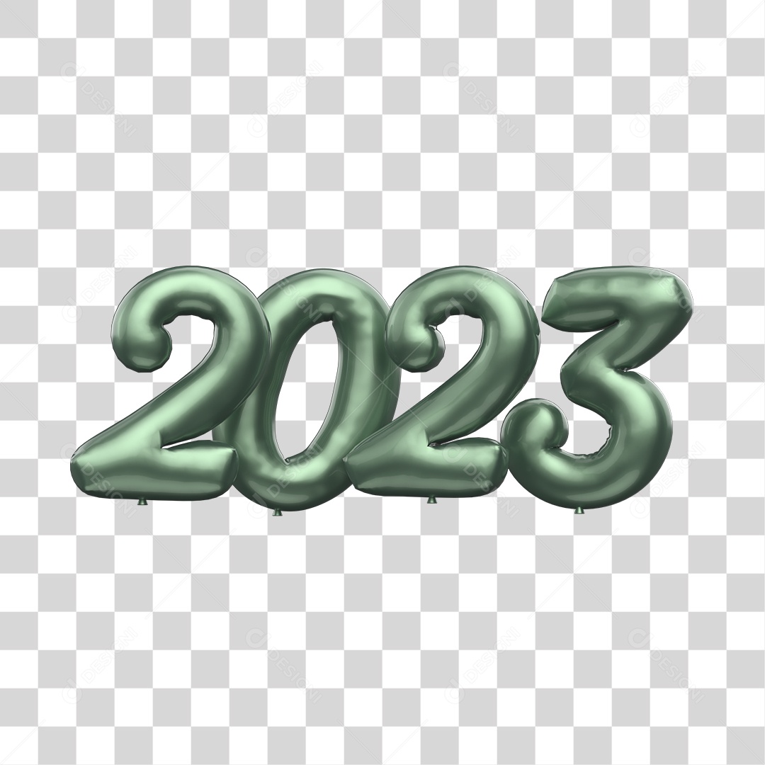 Número 2023 Verde de Ano Novo Elemento 3D PNG Transparente