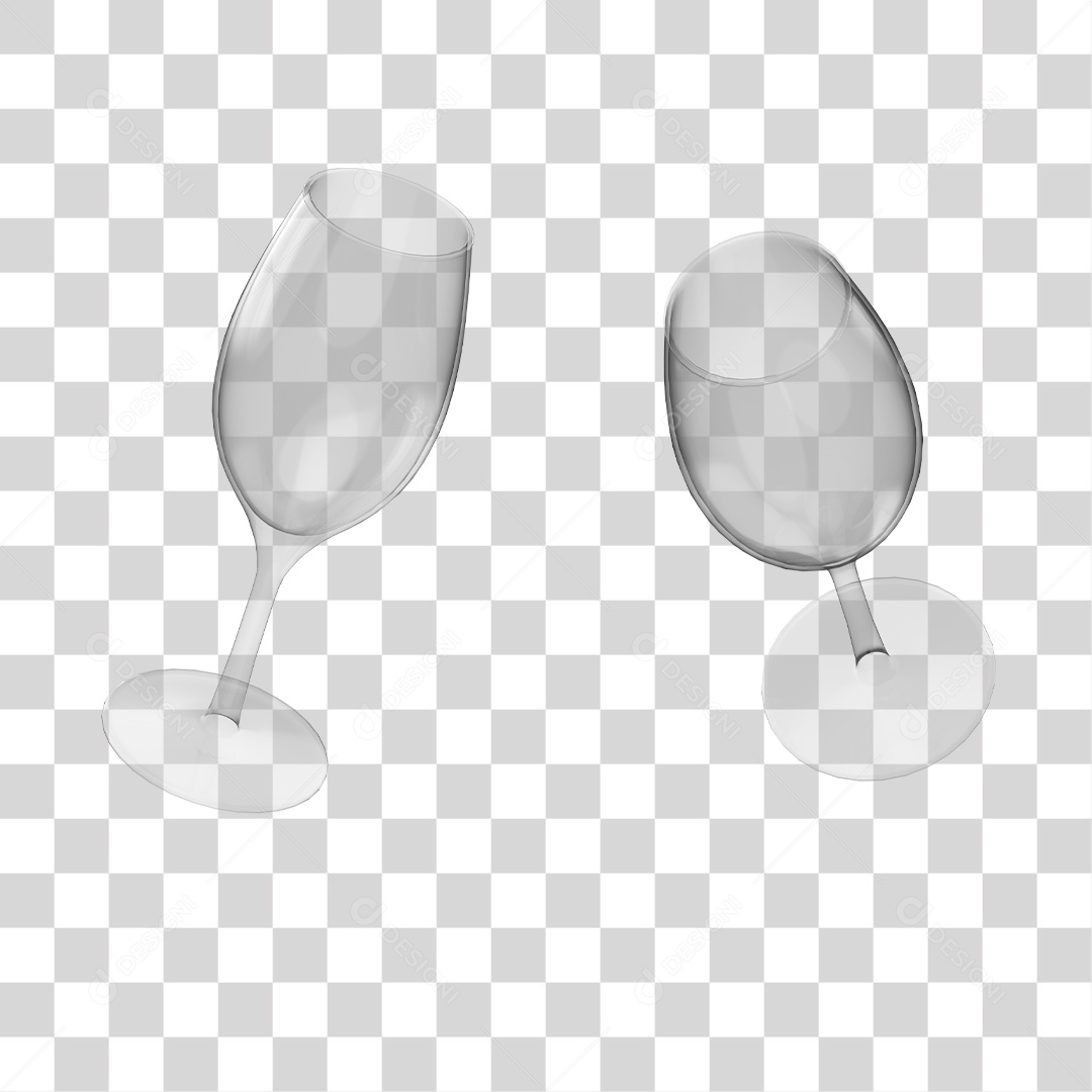 Taça de Vidro Comemoração de Ano Novo Elemento 3D PNG Transparente