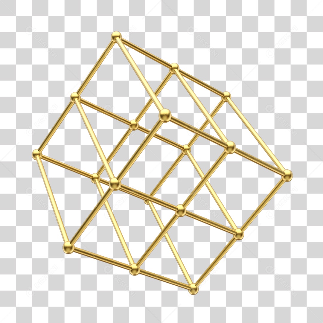 Cubo Dourado Decoração de Ano Novo Elemento 3D PNG Transparente